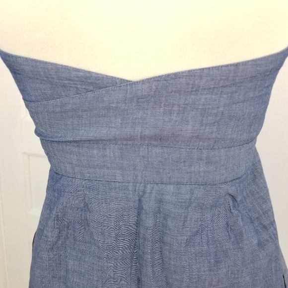 J Crew Chambray Button Front Halter Dress, Size XS - Picture 4 of 13